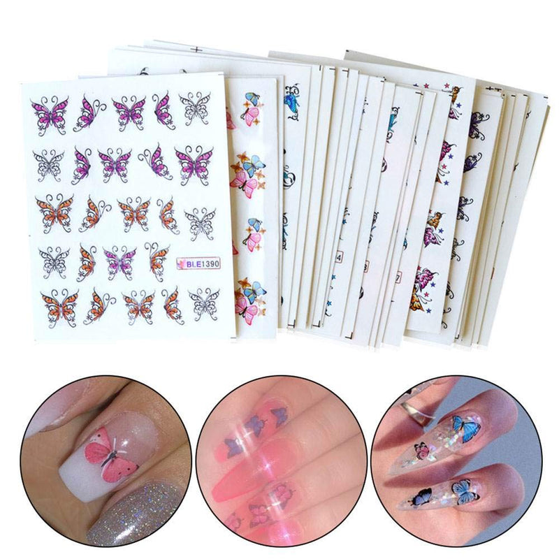 Butterfly Nail Art Stickers Decals Nail Accessories Decorations Supplies Nail Stickers for Women Girls Butterfly Water Transfer Decals  Manicure Nail Design Slider Summer Butterfly Nails 30 Sheets - BeesActive Australia