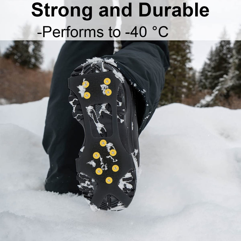 Ice Snow Grips Traction Cleats Anti Slip Ice Cleats Spikes Rubber Crampons with 10 Extra Replacement Steel Studs for Snow Shoes and Boots Ice Walking, Ice Fishing, Hiking Men Women Universal Crampons M(women:5.0-8.5/men:6.0-7.5) - BeesActive Australia