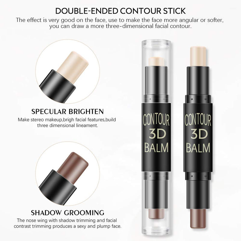 FREEORR 6 Colors Dual-ended Highlight & Contour Stick Make up Concealer Kit for 3D Face Shaping Body Shaping Make up Set 3PCs-6.2g/per A-3 pcs - BeesActive Australia