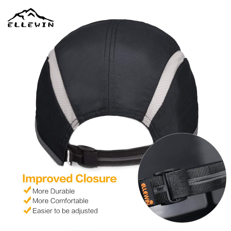 ELLEWIN Unisex Baseball Cap UPF 50 Unstructured Hat with Foldable Long Large Bill A- Reflective Black M/L - BeesActive Australia