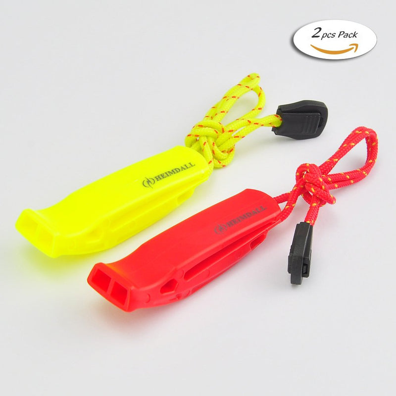 HEIMDALL Emergency Whistle with Lanyard for Safety Boating Camping Hiking Hunting Survival Rescue Signaling Red, Yellow - BeesActive Australia