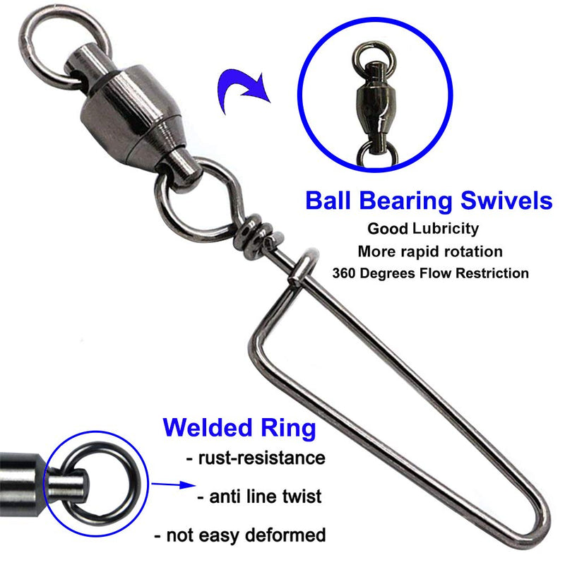 [AUSTRALIA] - Easy Catch ® 10, 30 Pack High-Strength Fishing Ball Bearing Swivel with Coastlock Snap, Strong Welded Ring for Saltwater Fishing-18Lb to 440Lb (100% Copper+Stainless Steel with Black Nickle Coated) Size 2+2 (45lb) 30Pack 