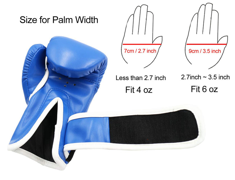 [AUSTRALIA] - Dtown Kids Boxing Gloves 4oz 6oz Training Gloves for Toddler and Youth Age 3 to 11 Years PU Leather Blue 4 OZ 