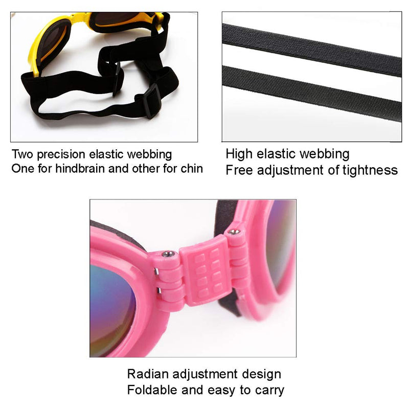 Stylish Pet Glasses Cool Dog Sunglasses Dog Doggles Waterproof Windproof Eyewear UV Protection Sunglass for Doggy Puppy Pink-Black - BeesActive Australia