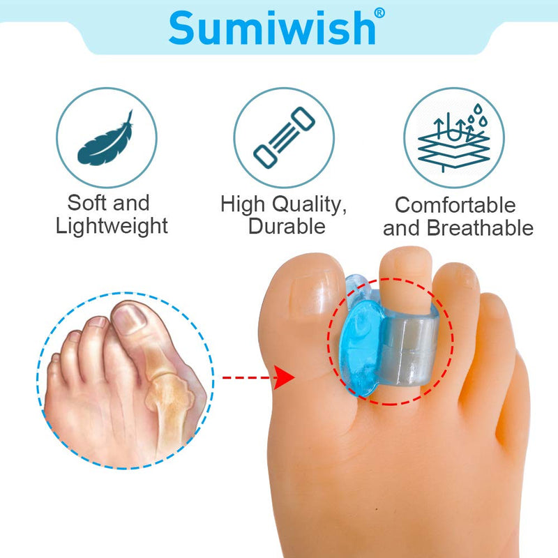 Sumiwish 10 Pack Big Toe Separators, Silicone Toe Spacers for Overlapping Toes, Bunion Correctors for Bunion Pain Relief 02 Blue - BeesActive Australia