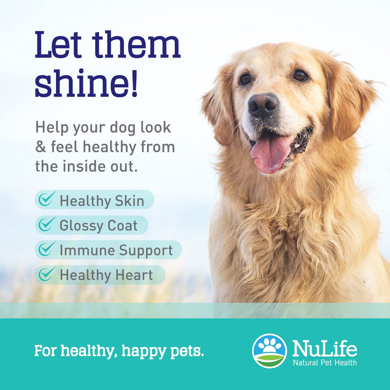 NuLife Natural Pet Health Pure Wild Alaskan Salmon Oil for Dogs, Omega 3 Fish Oil Supplement for Healthy Skin & Shiny Coat, Prevents Itchy Skin, Skin Allergies & Shedding, 120 Soft Capsules - BeesActive Australia
