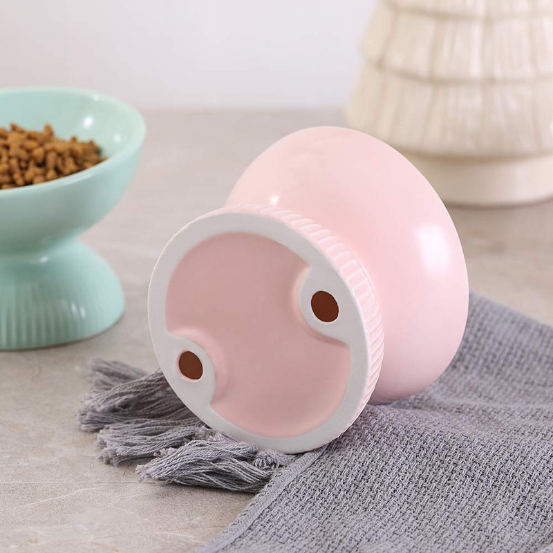Small Cat Bowl,Raised Cat Food Bowls Anti Vomiting,Tilted Elevated Cat Bowl,Ceramic Pet Food Bowl for Flat-Faced Cats,Small Dogs,Protect Pet's Spine,Dishwasher Safe Small Pink - BeesActive Australia