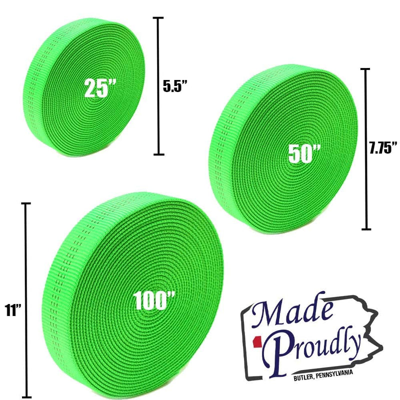 Rock-N-Rescue Heavyweight Nylon Tubular Webbing - Mountaineering and Rock Climbing Accessories, Firefighting and Rescue Gear Neon Green 25' - BeesActive Australia