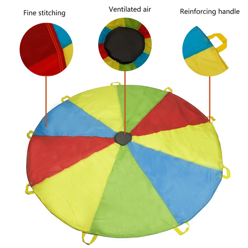 [AUSTRALIA] - MountRhino Kids Parachute,6ft Play Parachute with 9 Handles - Multicolored Parachute for Kids,Kids Play Parachute for Indoor Outdoor Games Exercise Toy Rainbow 6ft 9 Handles 