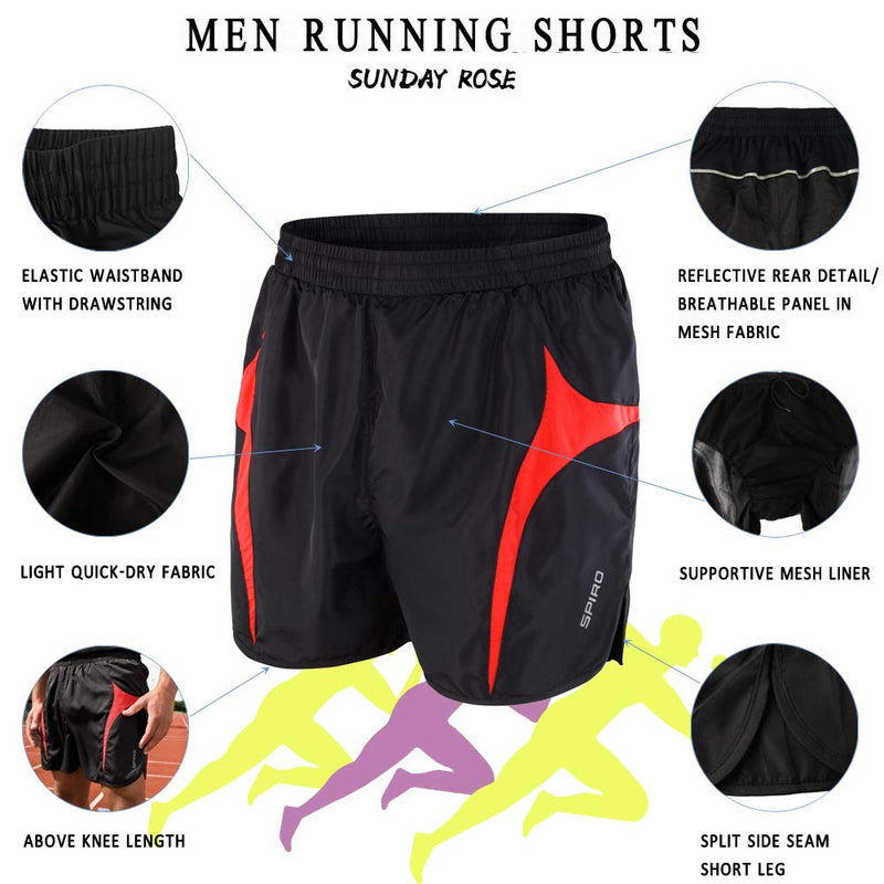 [AUSTRALIA] - SUNDAY ROSE Men's Running Shorts Quick Dry Gym Workout Shorts with Mesh Liner Black Red XX-Large 