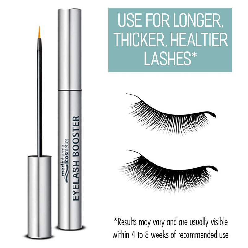 Medipharma Cosmetics Eyelash Booster Serum - Silicon Free & Paraben Free Natural Eyelash Growth Enhancer - Best Lash and Eyebrow Serum for Longer, Thicker, Fuller and Healthier Lashes - BeesActive Australia