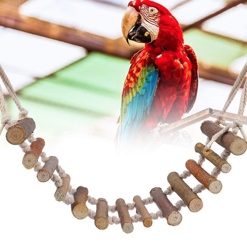 Wooden Bird Hanging Ladder, Parrot Natural Rope Wood Ladder with Rope Swing Bridge for Lovebirds Parakeets Parrots African Grey Cockatiel Pet Training Toys - BeesActive Australia