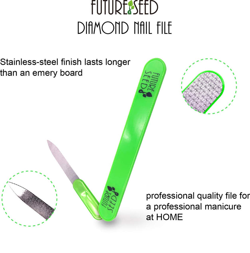 FUTURESEED Diamond Nail File Crafted From Polished Steel Durable & Lasts Longer & Washable 5.8 inch, at Home or Travel Pedicure Manicure Kit for Natural & Acrylic Nails, 80 grit - BeesActive Australia