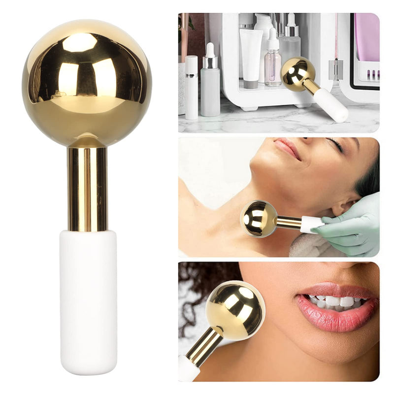 Facial Skin Care Ice Globes, Stainless Steel Ball Skin Soothing Facial Ice Globes, Massager for Face Neck and Eyes(White Handle) White Handle - BeesActive Australia
