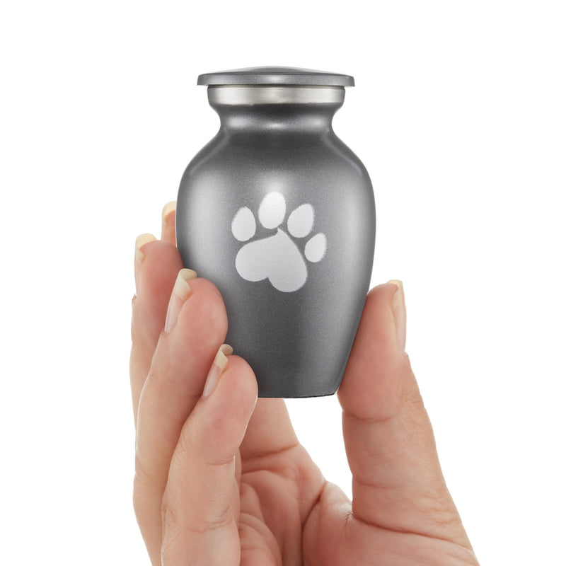 Reminded Pet Cremation Urns for Dog and Cat Ashes, Memorial Paw Print Urn X-Small Gray - BeesActive Australia