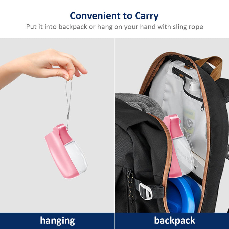 Pet Water Bottle for Dogs, Dog Water Bottle Foldable, Dog Travel Water Bottle, Dog Water Dispenser, Lightweight & Convenient for Travel BPA Free 12 oz #02 Pink - BeesActive Australia