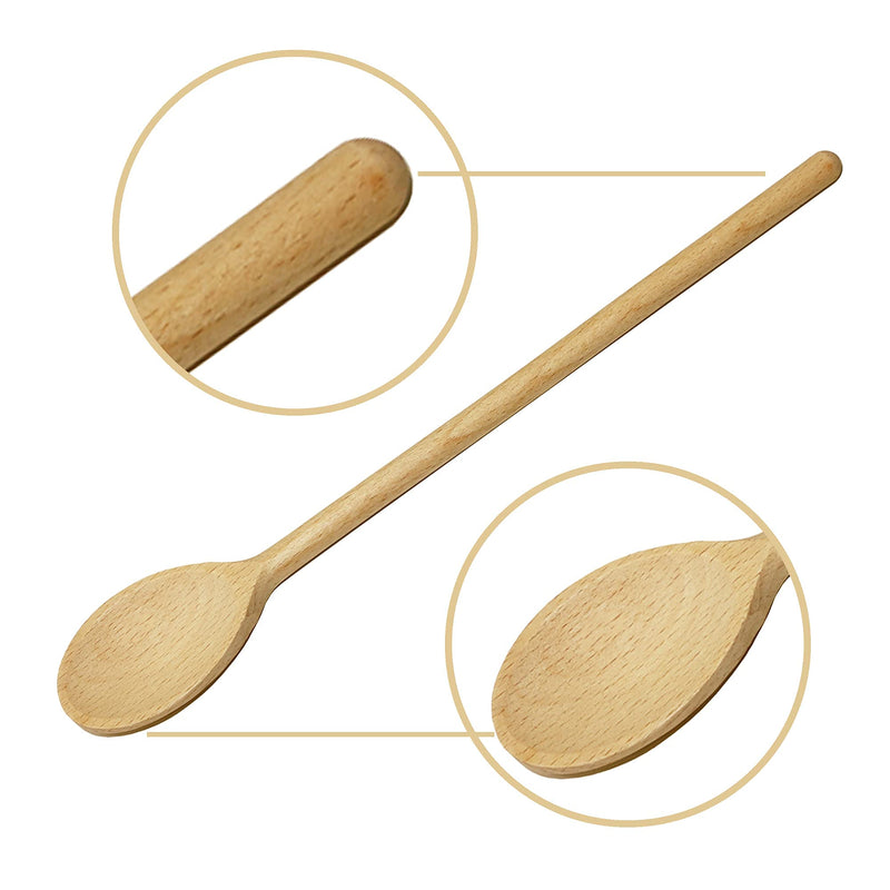 BICB Oval Wooden Spoons for Cooking, Pack of 6 (12-Inch Long) Solid Natural Beechwood Cookware for Stirring, Mixing, Tasting, Serving Food, Craft, Sturdy, Durable, Extra-Strength - BeesActive Australia