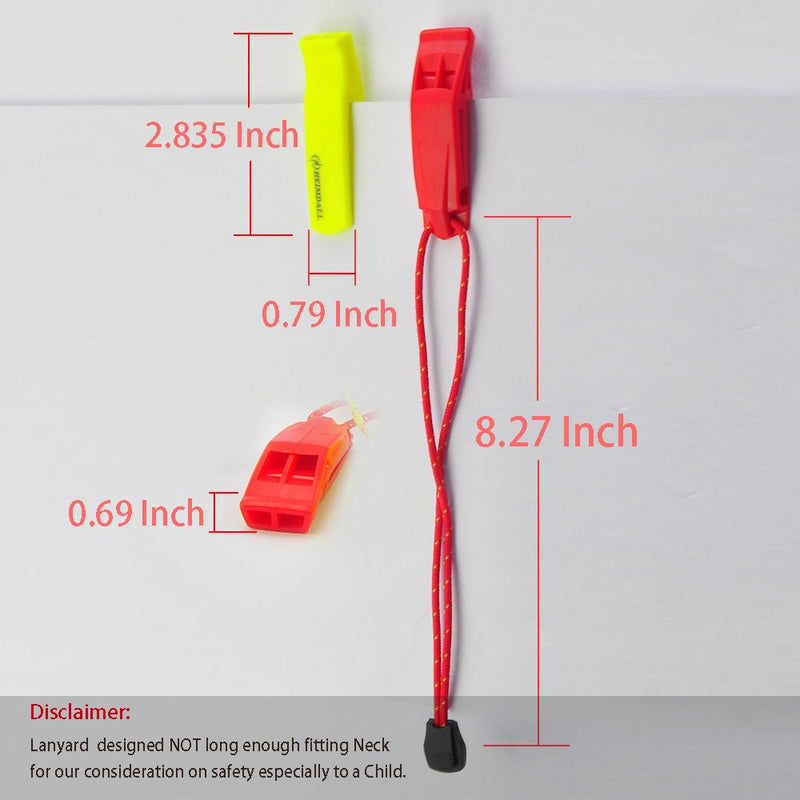 HEIMDALL Emergency Whistle with Lanyard for Safety Boating Camping Hiking Hunting Survival Rescue Signaling Red, Yellow - BeesActive Australia