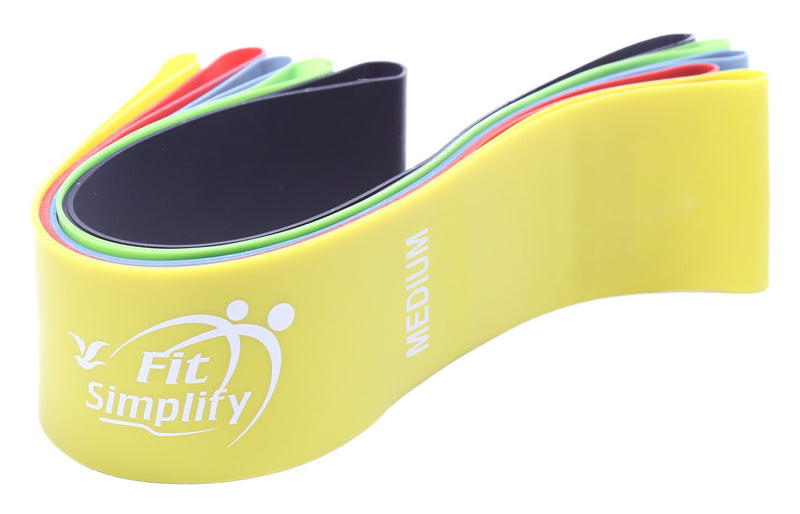 Fit Simplify Resistance Loop Exercise Bands with Instruction Guide and Carry Bag, Set of 5 - BeesActive Australia