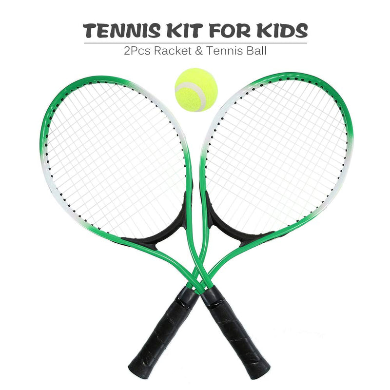 N/H Set of 2 Teenager's Tennis Racket with Free Ball for Training Tennis Carbon Fiber Top Steel Material Tennis String Green - BeesActive Australia