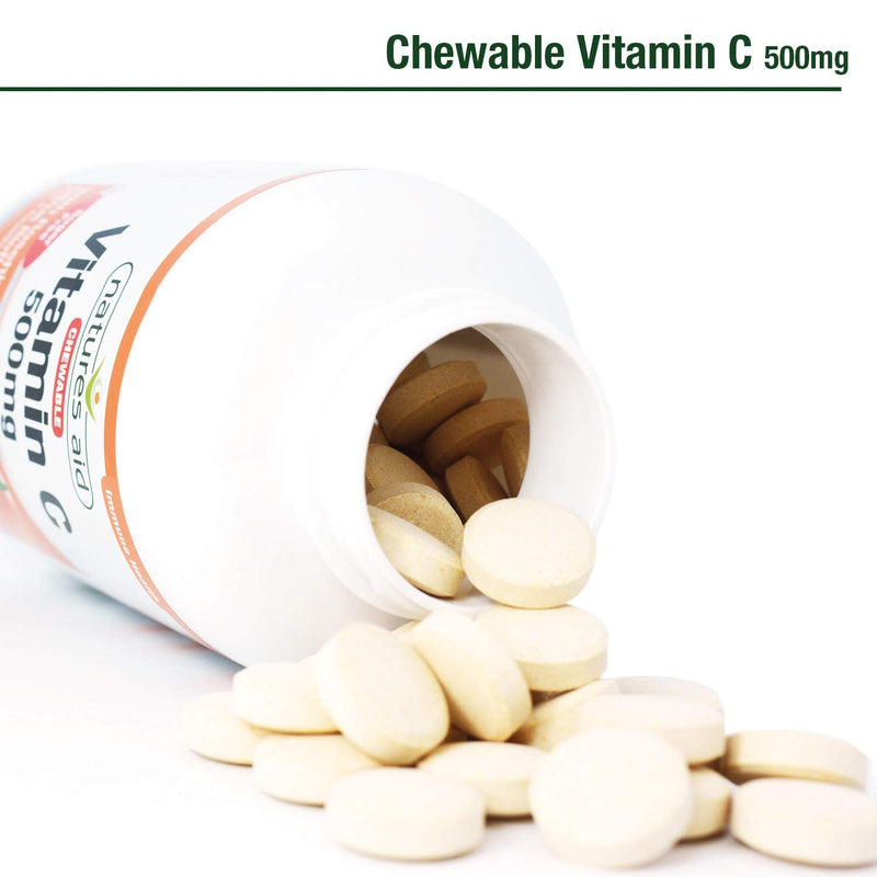 Natures Aid Chewable Vitamin C 500 mg, Sugar Free, Suitable for Vegans, 50 Tablets - BeesActive Australia
