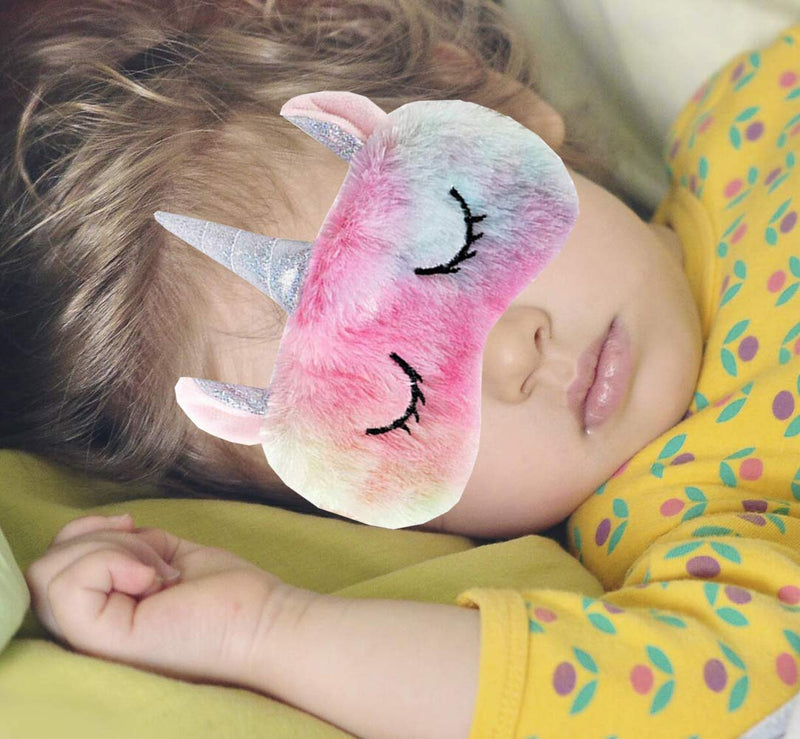 4 Pack Cute Animal Unicorn Sleep Mask for Girls Cute Unicorn Horn Soft Plush Blindfold Sleep Masks Eye Cover Eyeshade for Kids Girls Teens Women Plane Travel Nap Night Sleeping - BeesActive Australia