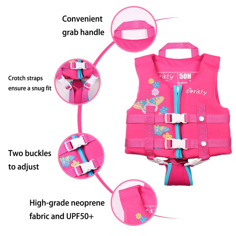 Zeraty Kids Swim Vest Life Jacket Toddler Float Jacket Boys Girls Floation Buoyancy Swimsuit with Adjustable Safety Strap, Suitable for 1-9 Year/22-50Lbs/Pink M(Age Recommend 4-6 Years) Pink - BeesActive Australia