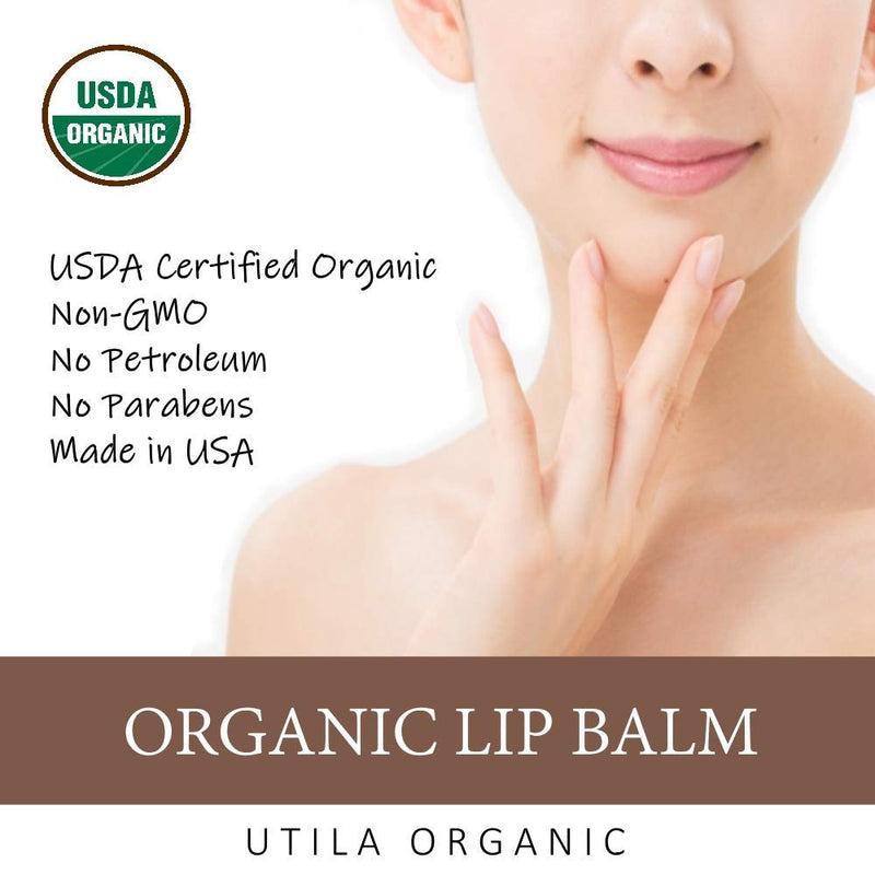 UTILA USDA Organic Lip Balm | Natural ingredients include Organic Beeswax, Coconut Oil, Sunflower Oil, Vitamin E (Mint) Mint - BeesActive Australia