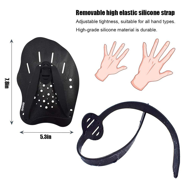 Vsidea Swim Training Hand Paddles with Ear Plugs and Nose Clip, Adjustable Straps Contour Swimming Paddles for Women Men and Children Professional Swimming Accessories Black - BeesActive Australia