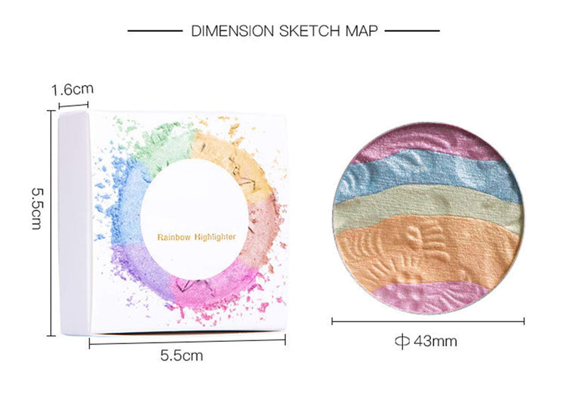 FantasyDay Pro 6 Colors 3D Baked Rainbow Highlighter Eyeshadow Makeup Palette Cosmetic Blusher Shimmer Powder Contouring Kit Unicorn Blush #2 - BeesActive Australia
