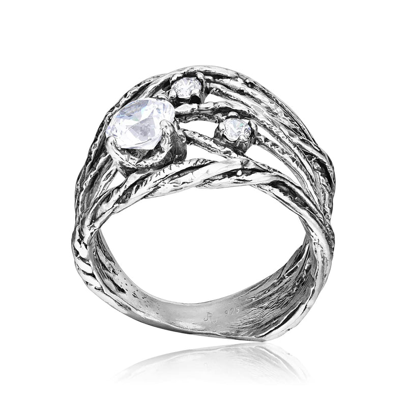 JEAN RACHEL JEWELRY 925 Sterling Silver Ring With a White Round Clear Cubic Zirconia CZ Prong, Hypoallergenic, Nickel and Lead-free, Artisan Handcrafted Designer Collection, Made in Israel 9 - BeesActive Australia