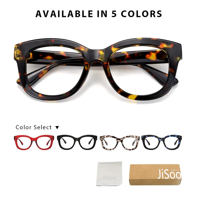 JiSoo Reading Glasses Women/Men Designer Oversized Readers, Thick Large Round Ladies Reading Glasses A-tortoise 1.25 x - BeesActive Australia