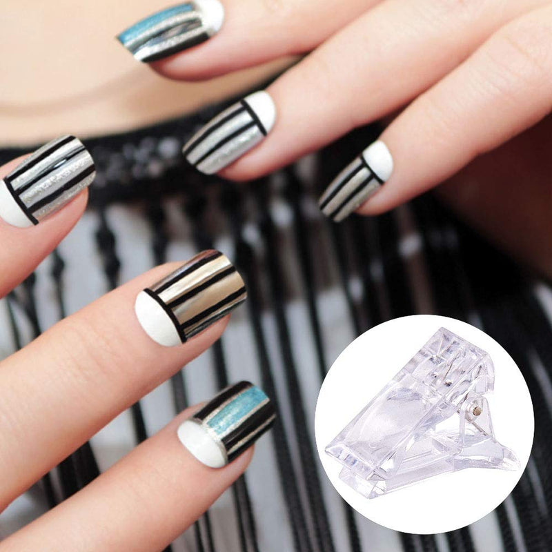 INNKER 20PCS Nail Tips Clip for Quick Building Polygel Nail Forms Clear Nail Clips Finger Nail Extension UV LED Builder Clamps Manicure Nail Art Tool - BeesActive Australia