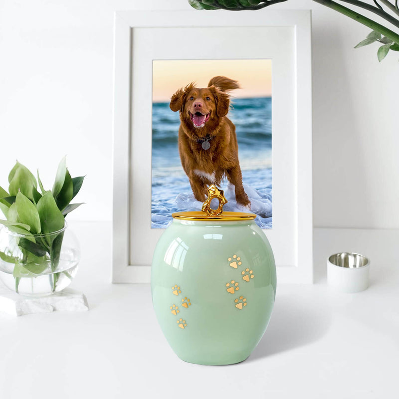 Medium Pet Urns for Dogs Ashes, Ceramics Pet Urn for Dog Ashes, Cat Dog Urns for Ashes (Paw Prints ) urns02 - BeesActive Australia