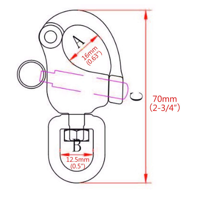 NRC&XRC Swivel Eye Snap Shackle Quick Release Bail Rigging Sailing Boat Marine Stainless Steel Clip Pair - BeesActive Australia