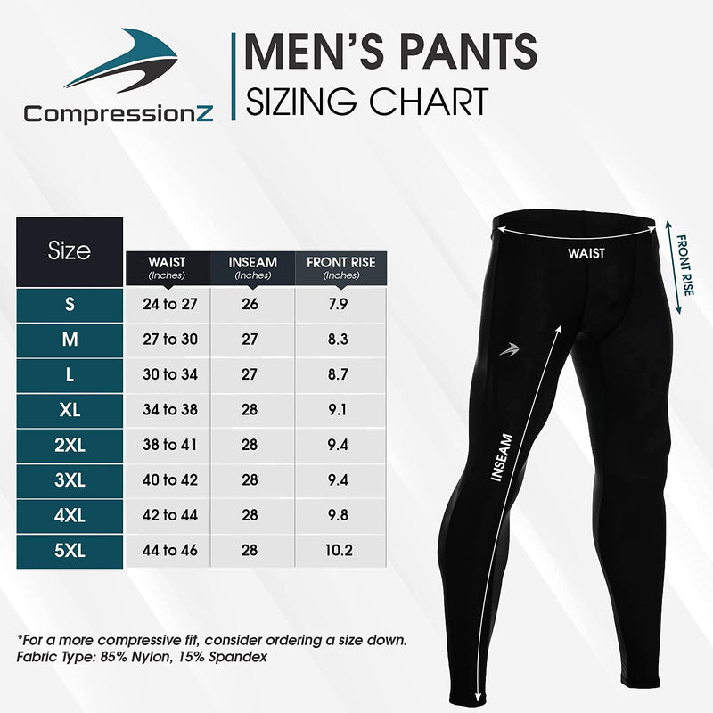 CompressionZ Compression Pants Men Running Tights Mens Leggings for Sports Gray Medium - BeesActive Australia