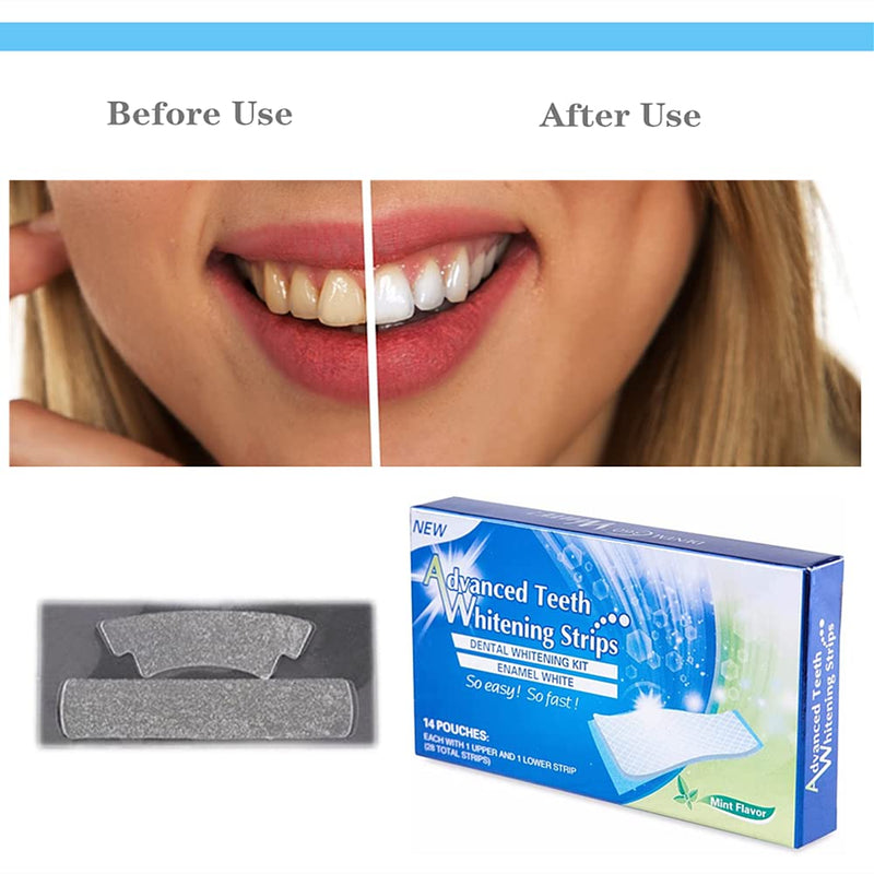28Pcs Teeth Whitening Strips Advanced Teeth Whitening Strips Teeth Bleaching Strips Teeth Whitening Strips Kit for White Teeth and Fresh Breath, Blue - BeesActive Australia