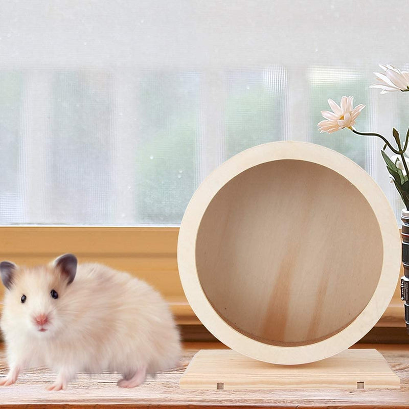 Hamster Wooden Running Wheel,Hamster Silent Exercise Wheels, Small Animal Play Toy for Rat Gerbil Mice Chinchillas Hedgehogs Guinea Pigs (S) S - BeesActive Australia