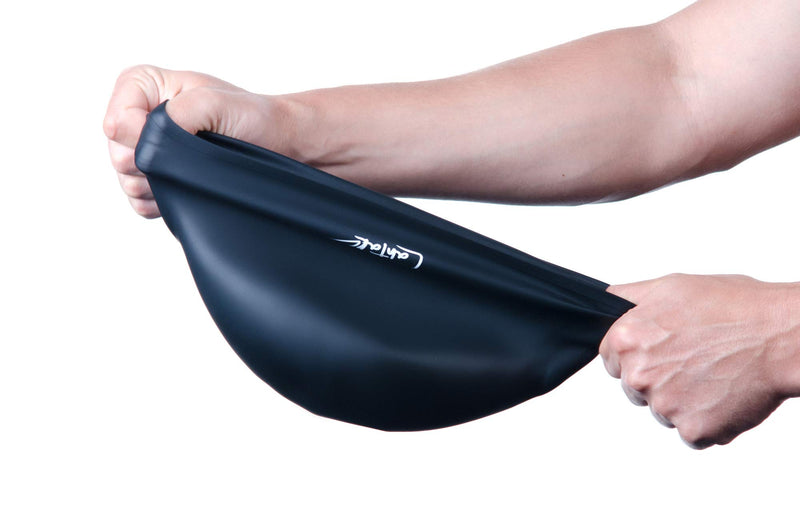 [AUSTRALIA] - Swim Caps Ear Protection 3D - Swimming Cap for Women Men - Silicone Swim Cap Waterproof - Fits Long Hair & Short - Adult Swim Cap - Youth Swim Cap - Swim Hats Black 