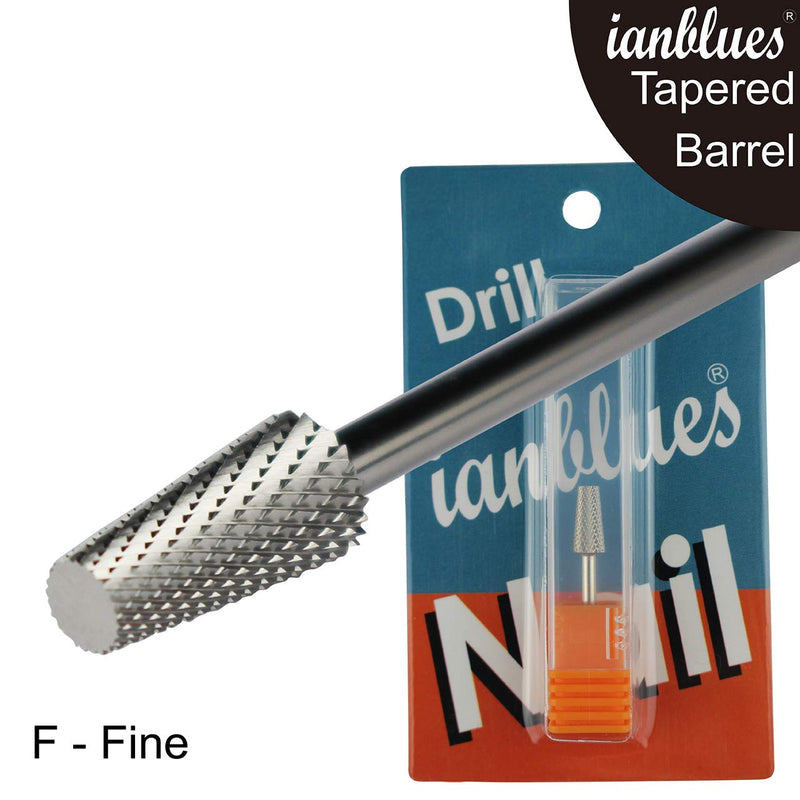 ianblues Tapered Barrel Carbide Nail Drill for Electric Manicure Drill Machine, Pro-Remove Nail Gels, Acrylic Gels, Dip Powder, or Normal Nail Care (F -Fine, Silver) F -Fine - BeesActive Australia