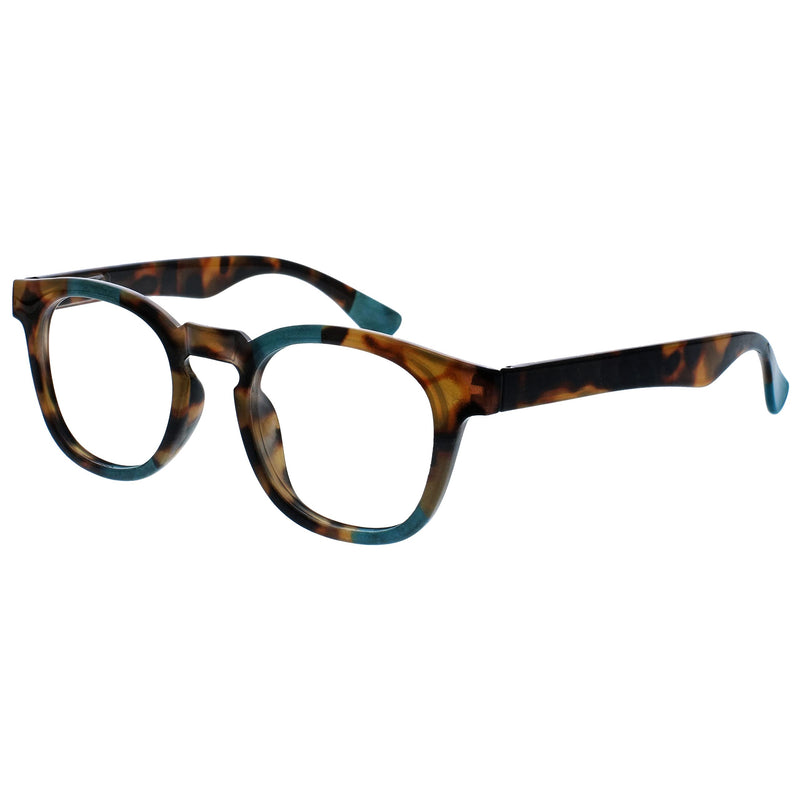 Opulize Ava Womens Ladies Brown Tortoiseshell Turquoise Super Comfort Fit Reading Glasses Spring Hinges R62-Q +2.00 +2.00 Magnification (Pack of 1) Brown Tortoiseshell With a Touch of Turquoise - BeesActive Australia