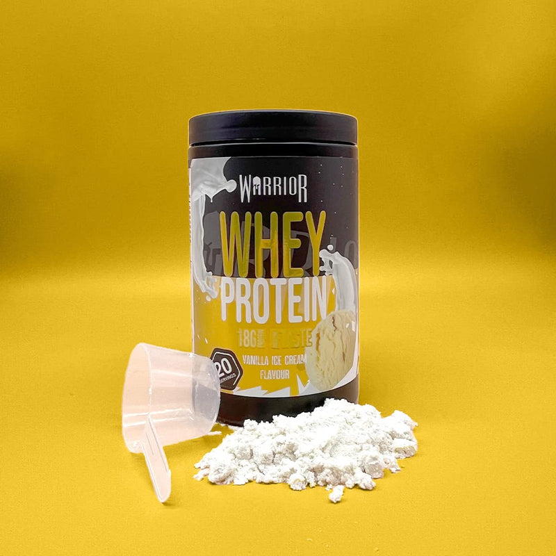 Warrior Whey Protein Powder – Up to 36g* of Protein Per Shake – Low Sugar, and Low Carbs Supplement – GMP Certified (Vanilla Ice Cream, 500g) Vanilla Ice Cream 500 g (Pack of 1) - BeesActive Australia