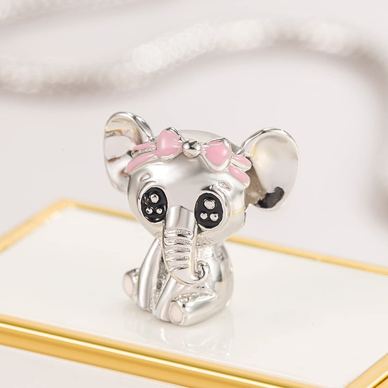 Women 925 Sterling Silver Bracelet Cute Tiny Animal Elephant Charm Dainty Handmade Bracelet For Girl Lobster Clasp Snake Chain Link Jewelry Gift 8 inch - BeesActive Australia