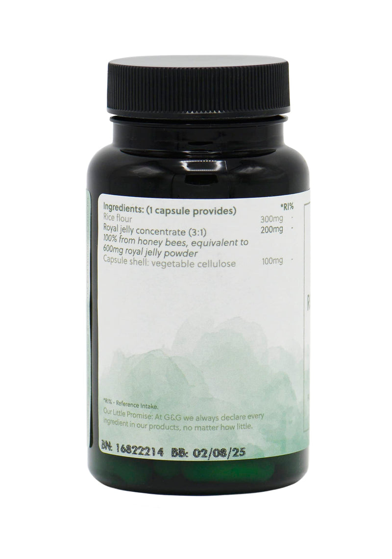 Royal Jelly Capsules | 600mg Royal Jelly per Capsule (3:1) Concentrate | from Honey Bees | G&G Vitamins - BeesActive Australia