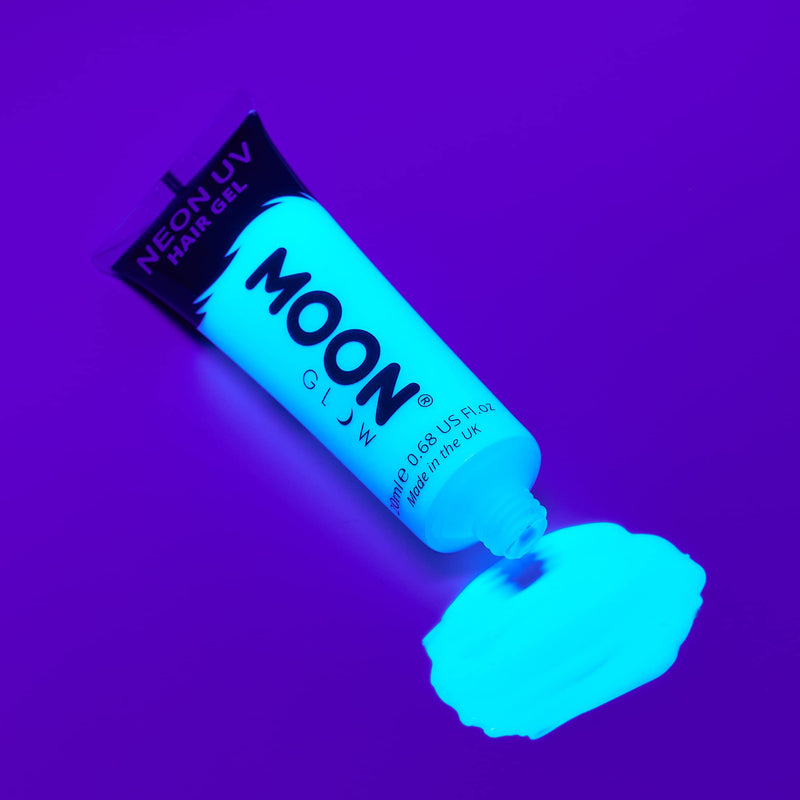 Moon Glow Neon UV Hair Gel - 20ml Set of 5 tubes – Temporary wash out hair colour dye - Spike and glow! - BeesActive Australia