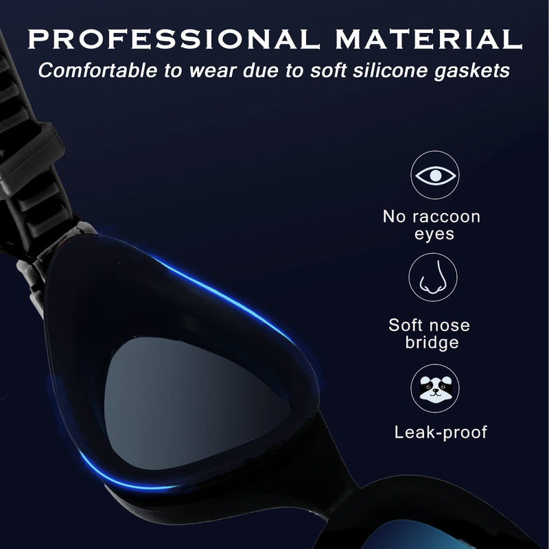 Swim Goggles - UV Polarized Swimming Goggles for Men Women Adults, Wide View and Adjustable, Anti-fog and No Leaking Black - BeesActive Australia