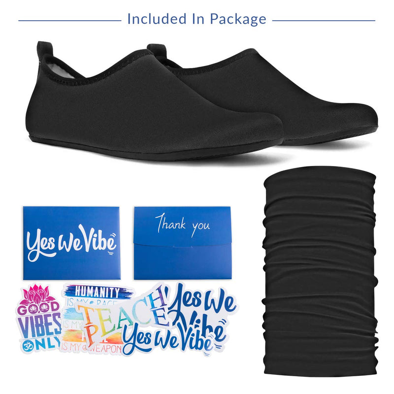 Yes we Vibe Water Shoes, Aqua Socks, Non-Slip, Quick-Dry Barefoot Shoes for Men and Women 5-6 Narrow Women/3-4 Narrow Men All Black - BeesActive Australia
