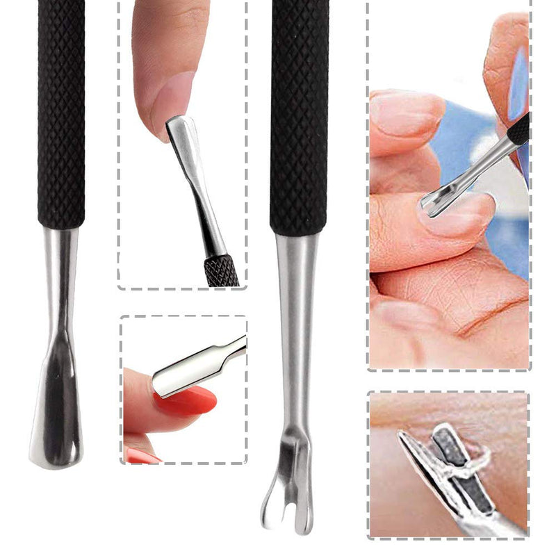 SKYPIA Cuticle Pusher Polish Remover Stainless Steel Double Ended Nail Trimmer Manicure Tool Set Nail Gel Peeler Scraper Cleaner Pedicure Kit for Fingernail and Toenail - BeesActive Australia