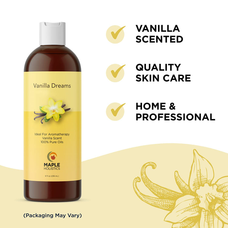 Sensual Vanilla Massage Oil - Men and Women with Pure Jojoba Sweet Almond Lavender Moisturizer Anti Cellulite Body Oil for Dry Skin Antioxidant Vitamin E for Healthy Soft Skin and Muscle Pain Relaxer Vanilla Dreams - BeesActive Australia