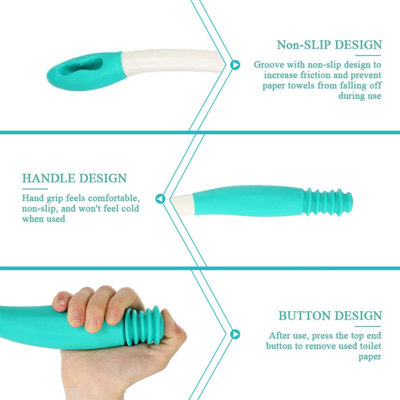 Long Handle Reach Comfort Bottom Wiper Holder Toilet Paper Tissue Grip Long Handle Reach Comfort Self Wipe Aid Helper - BeesActive Australia